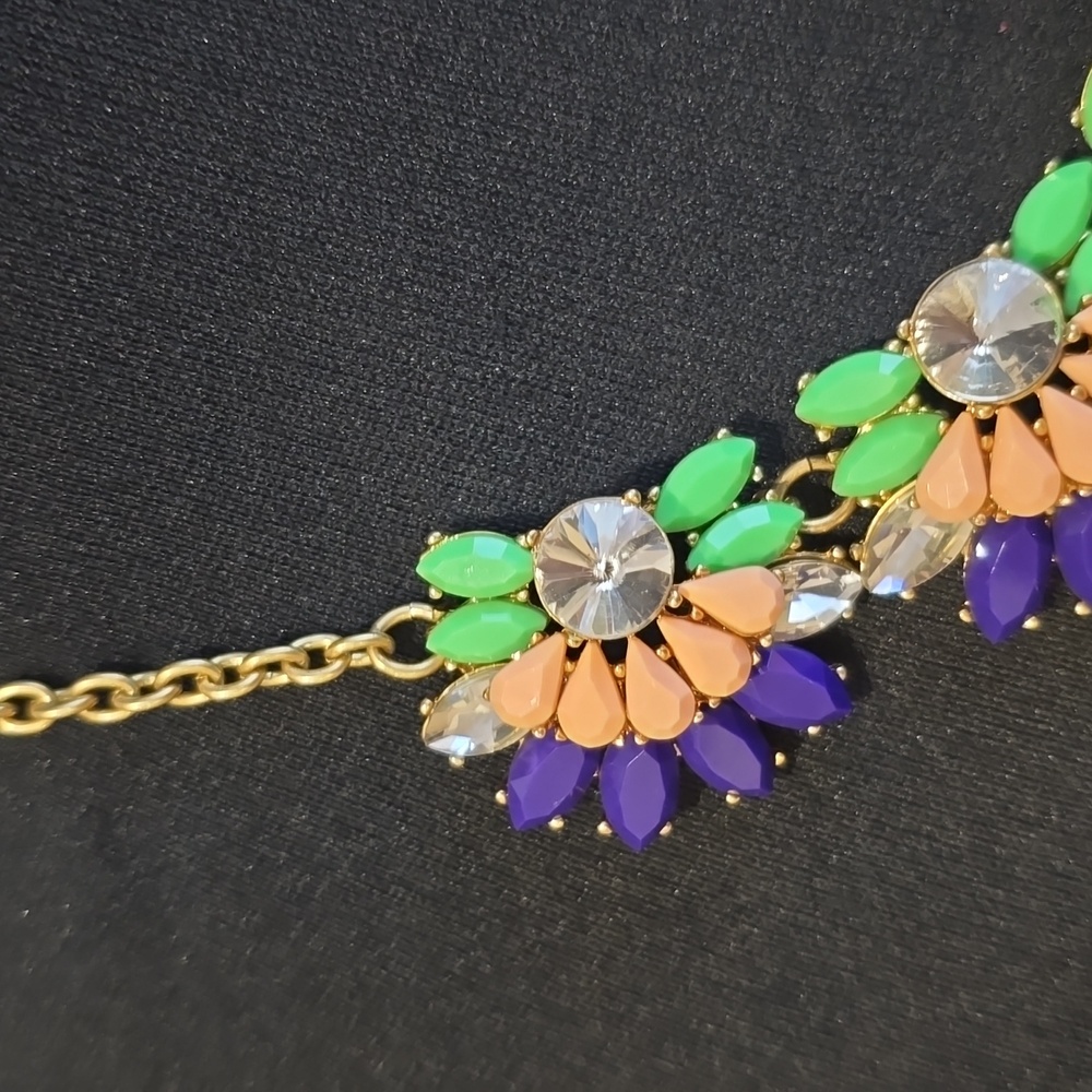 J.Crew Multicolor Crystal + Stone Statement Neckl… - image 2